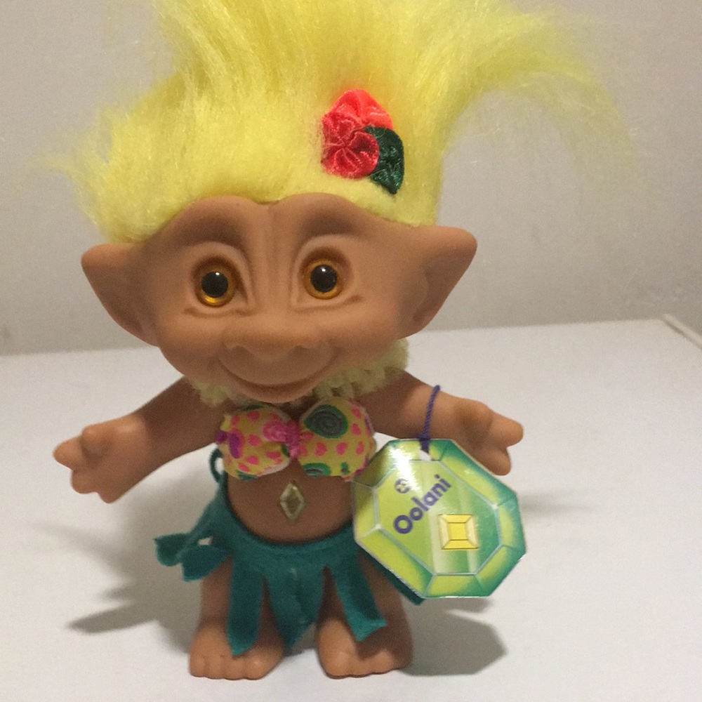Troll Doll with Yellow Hair and Green Skirt
